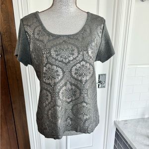 Anthropologie gray silver metallic sweater. Size M. Great condition.